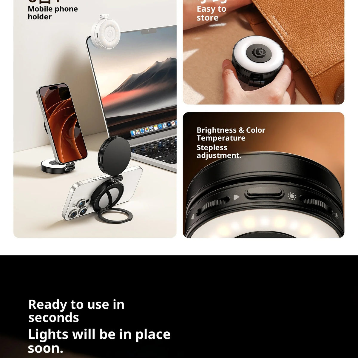 Original Ulanzi LM23 Light 3-Level Brightness Magnetic Soft LED Light Portable Pocket Vlogging Live Streaming Content Creation