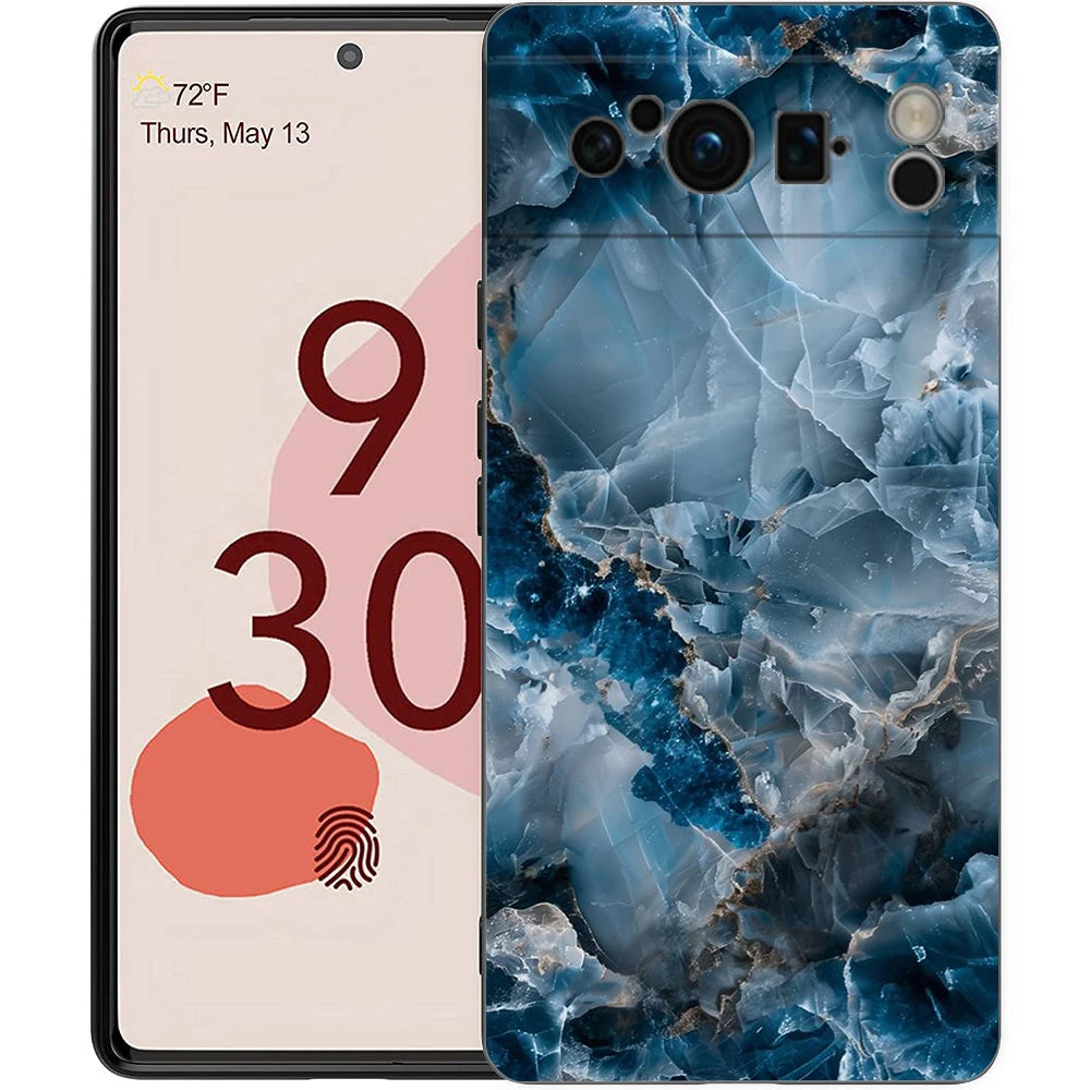 Marble Stone Phone Case For Google Pixel 10A 10 9 8 7 6 Pro XL 9A 8A 6A 7A 5G Soft Shockproof TPU Black Cover