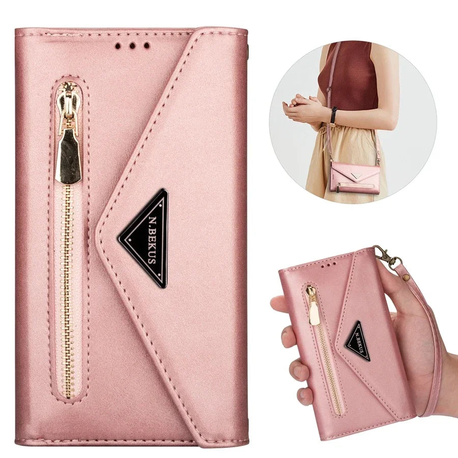 Wallet Multi-card Zipper Flip Leather Case For Samsung Galaxy S25 Ultra S24 Plus S23 S22 S21 S20 FE A13 A14 A51 A52 A53 A54 A71