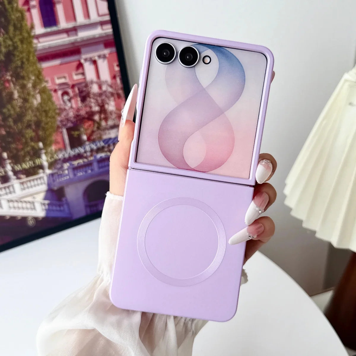 Liquid Metal Paint Silicone Soft Magnetic Case for Samsung Galaxy Z Flip 8 7 6 5 4 for Magsafe Wireless Charging Protect Cover