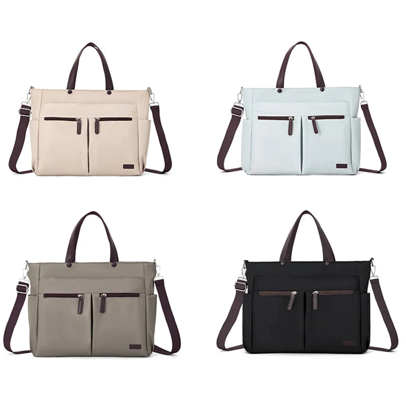 [ Laptop Bag ] Nylon casual ladies' laptop bag, daily commuting briefcase, lightweight double main pocket single-shoulder bag