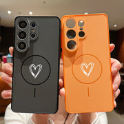 Love Heart Print Magnetic Phone Case For Samsung Galaxy S26 S25 S24 S23 Ultra S25 FE A57 A37 A17 A56 A55 A36 A16 A15 5G PC Cover