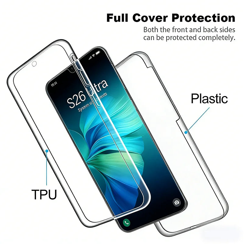 360° Full Body PC+TPU Clear Phone Case For Samsung Galaxy S26 Ultra S25 S24 S23 S22 S21 A56 A55 A54 A53 A37 A36 A35 A26 Cover