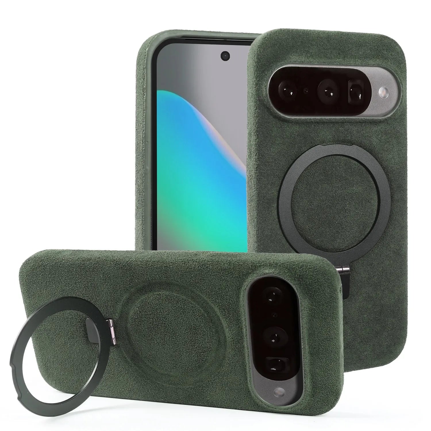Foldable Bracket Stand Phone Case For Google Pixel 10 Pro 9 8  7 For ALCANTARA Artificial Leather Supercar Suede Kickstand Cases
