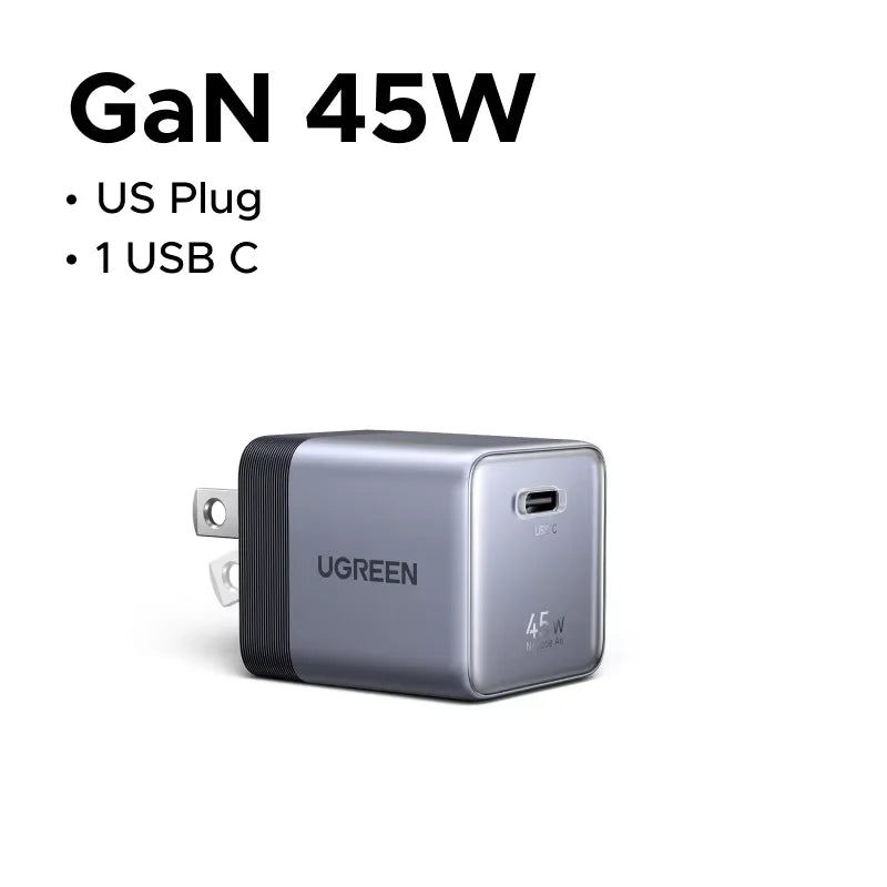 【Ultra Mini-US Plug】UGREEN Nexode Air 100W 65W 45W GaN Charger PD3.0 QC4.0 PPS For Macbook Laptop iPhone 17 16 Samsung S26 iPad