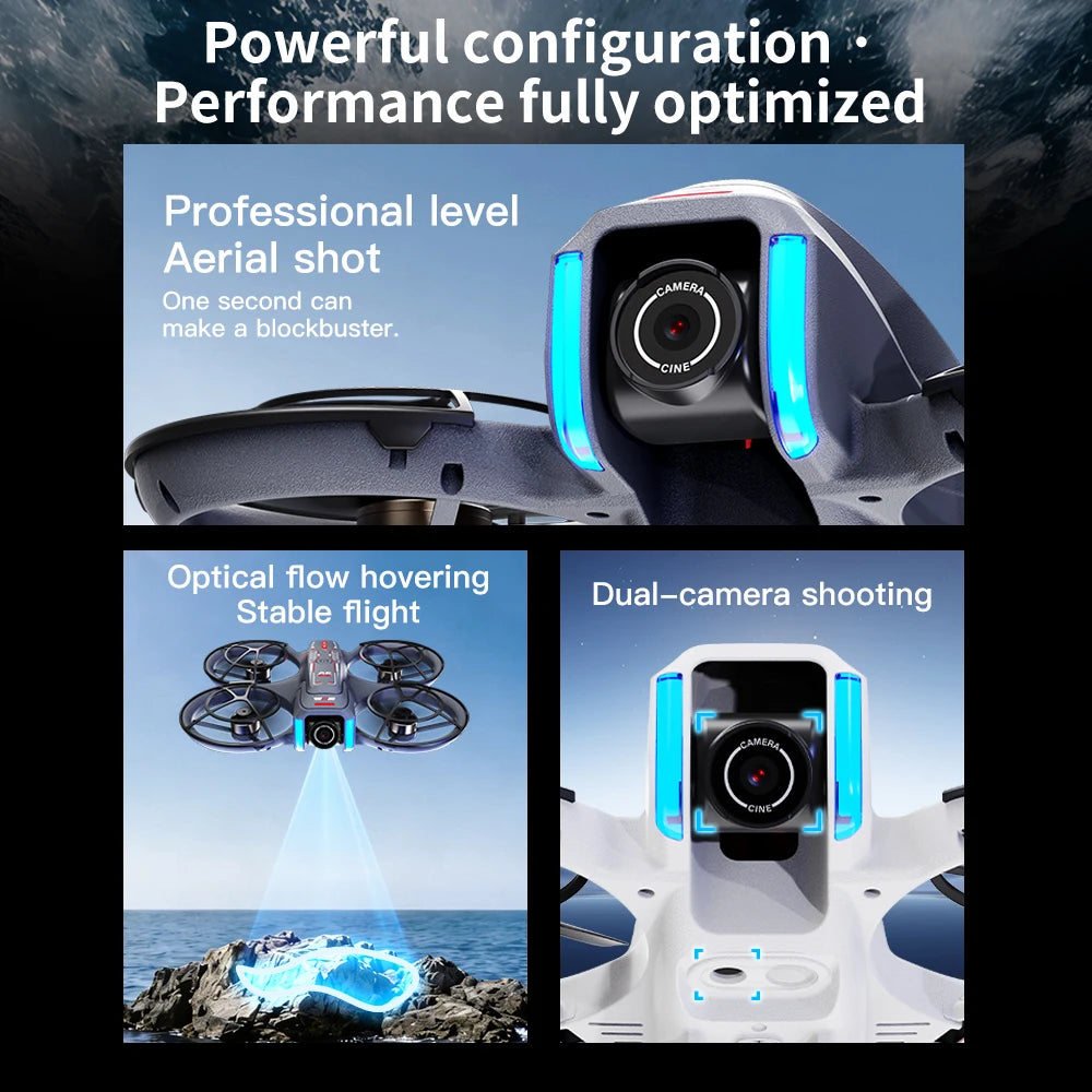Mini Drone 8K HD-VR Dual-camera 180 ° ESC Optical Flow Obstacle Avoidance Motor Drone UAV Remote Control Quadcopter Universa Toy