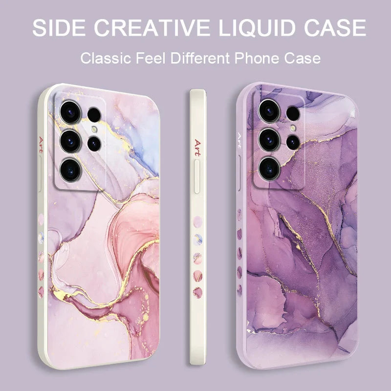 Gold Marble Phone Case For Samsung Galaxy S25 FE S24 S23 S22 S21 S20 S10 S10E Ultra Plus Note 20 Ultra 10 Plus Cover