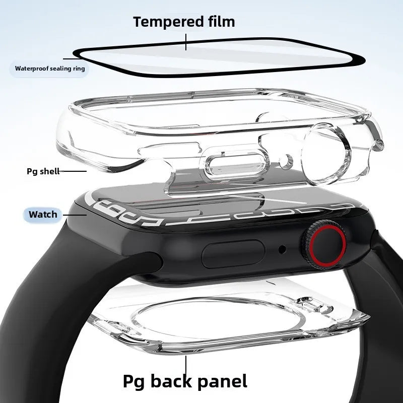 360 Full Waterproof Case Tempered Glass Cover for Apple Watch 49mm 46mm 45mm 44mm IWatch Series 10 9 8 7 4 5 6 Se 41mm 40mm 42mm