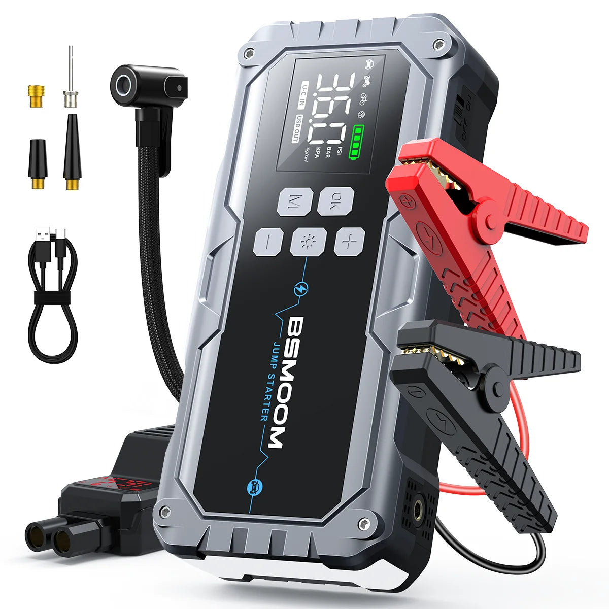 1500A peak Car Jump Starter 26800mAh Power Bank Portable Air Compressor 12V Starting Device for Car Battery Emergency Starter