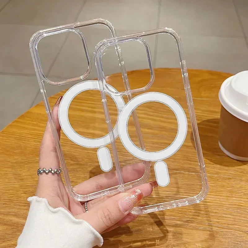For Magsafe Magnetic Case For iPhone 16 15 11 13 12 14 Pro Max XR X XS Plus Magnetic Wireless Charging Phone Cases Clear Cover