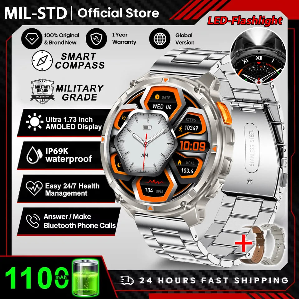 2026 New T-Rex3 Pro GPS Sports 1100mAh Smartwatch Men 120-Day Standby Clock Rugged Outdoor Sport 10ATM Waterproof Call Watches