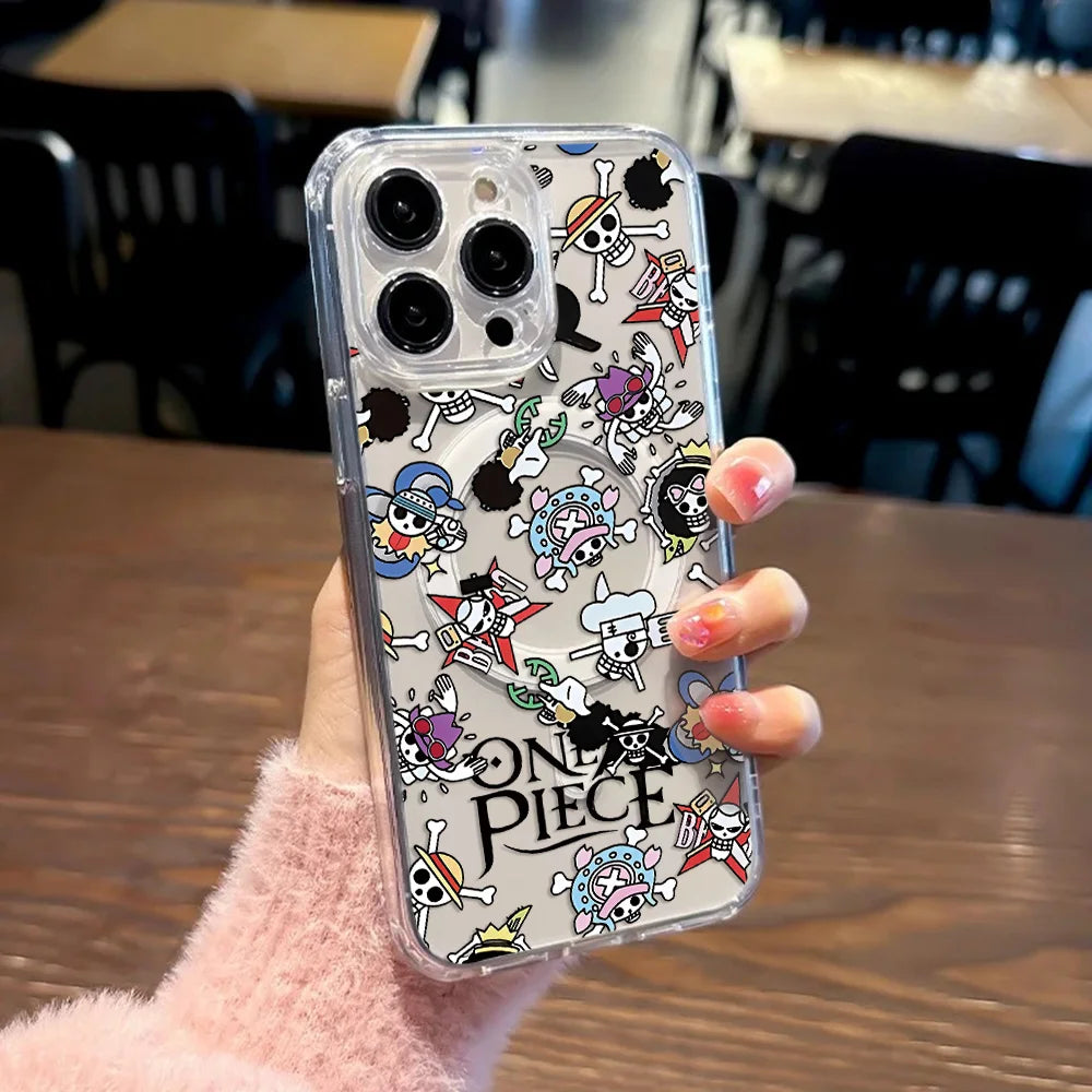 HOT Anime Ones Pieces Magnetic Phone Case for iPhone 17 16 15 14 13 12 11 8 7 Air Plus Pro Max X XR XSMax Soft Clear Tpu Cover