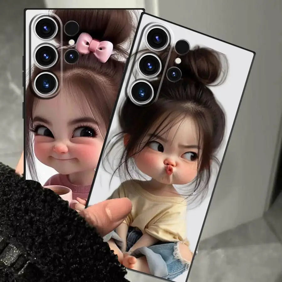 Pouting For Cuteness Girl Case for Samsung Galaxy S26 Ultra S20 FE S21 S22 Note 20 10 S25 Plus S24 S23 Phone Cover