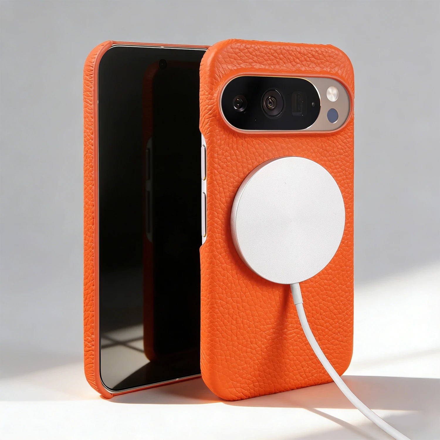 For Magsafe Magnetic Lychee Genuine Leather Case For Google Pixel 10 Pro XL 9 8 7 6 5 9A 8A 7A 6A Back Cover Phone Cases Coque