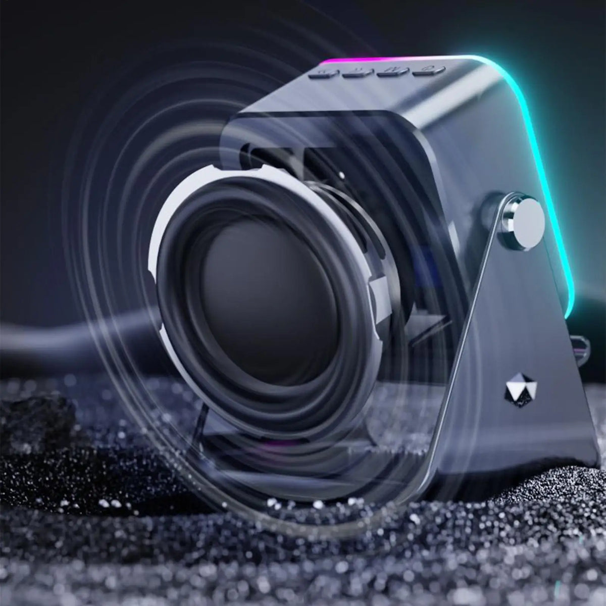 5 In 1 Wireless Induction Speaker Phone Holder with 8 RGB Modes HIFI Sound Bluetooth Desktop Stand