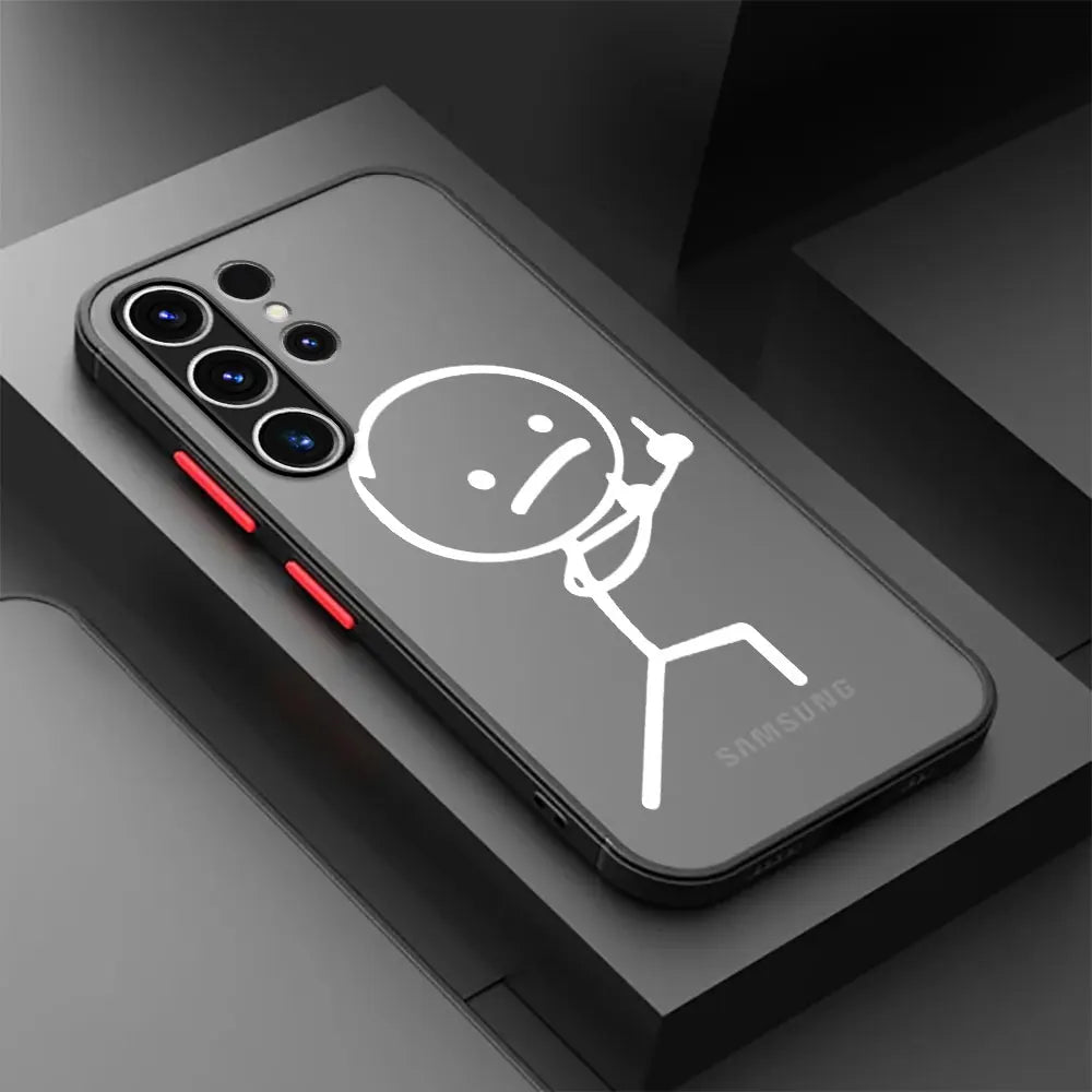 Cute Funny Matchman Phone Case For Samsung S23 S22 Ulrta 5G S21 FE S20 Plus S10e Soft Silicone Edge Cover Matte PC Capas Fashion