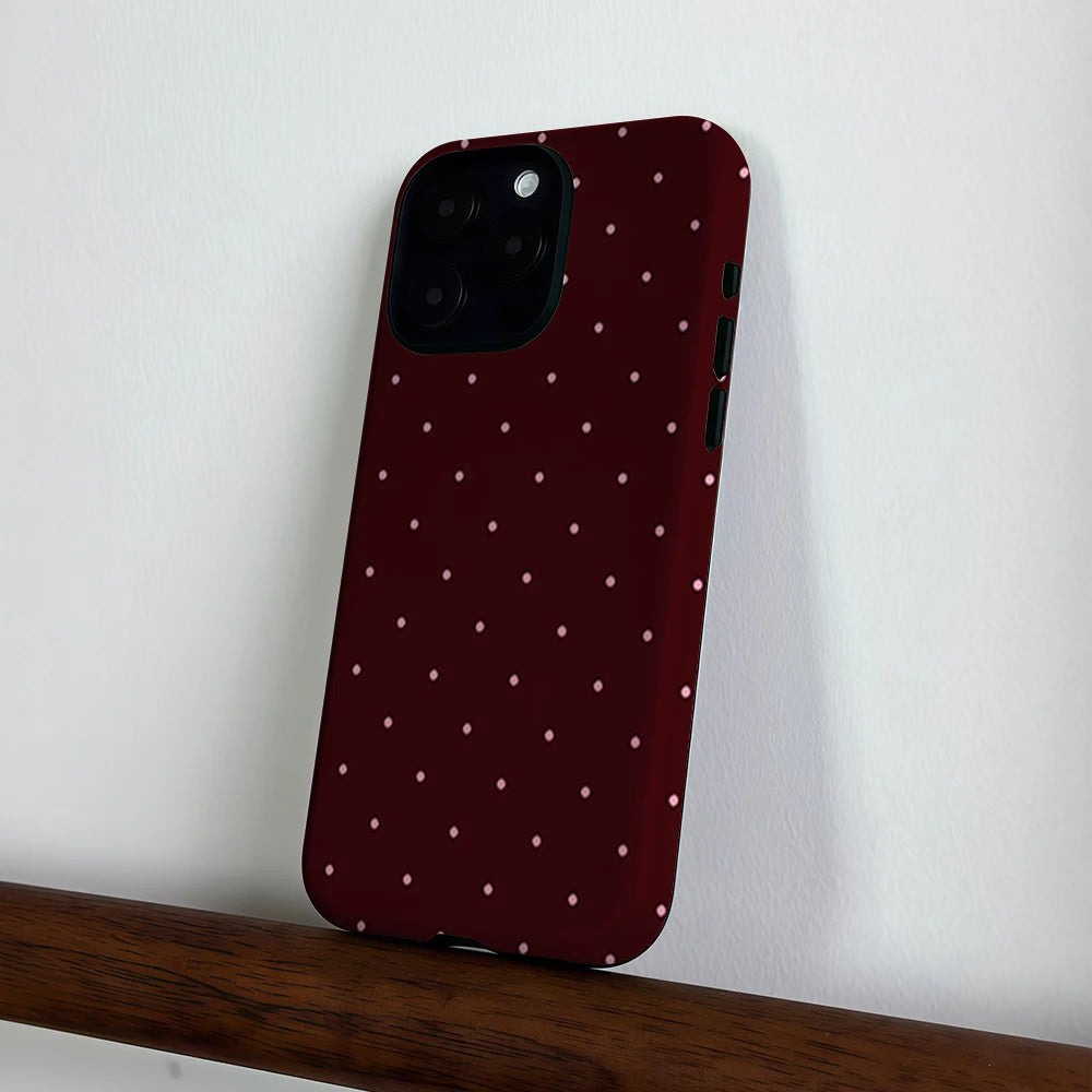 CaseLumi Matte Bumper for Magsafe Case for IPhone 17 16 15 14 Plus 13 Pro Max Shockproof Hard PC Burgundy Hearts Cover