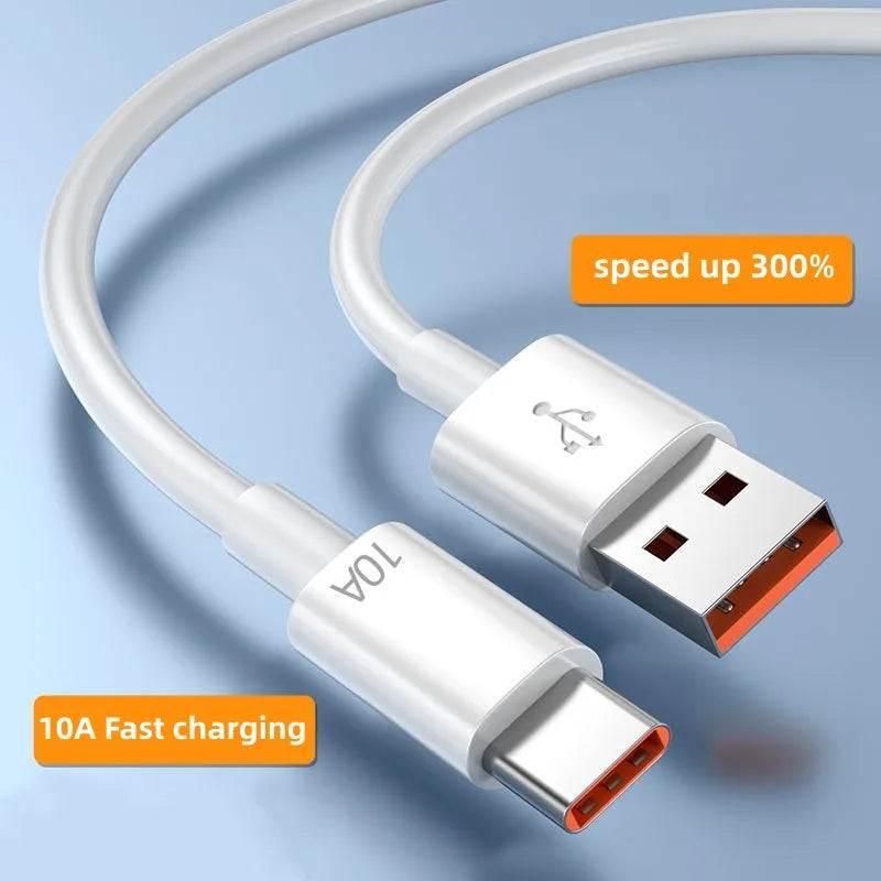 120W 10A USB To Type C Super Fast Charge Cable Mobile Phone USB-C Chargers Data Cord For Xiaomi Samsung Huawei Quick Charge Wire