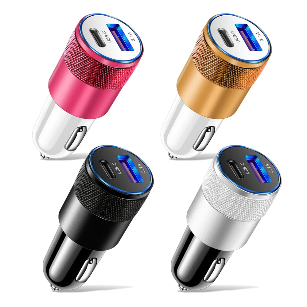 66W 3.1A USB Car Charger Type C Fast Charging Adapter For Xiaomi Huawei iPhone PD Charger Car Adapter Socket Cigarette Lighter