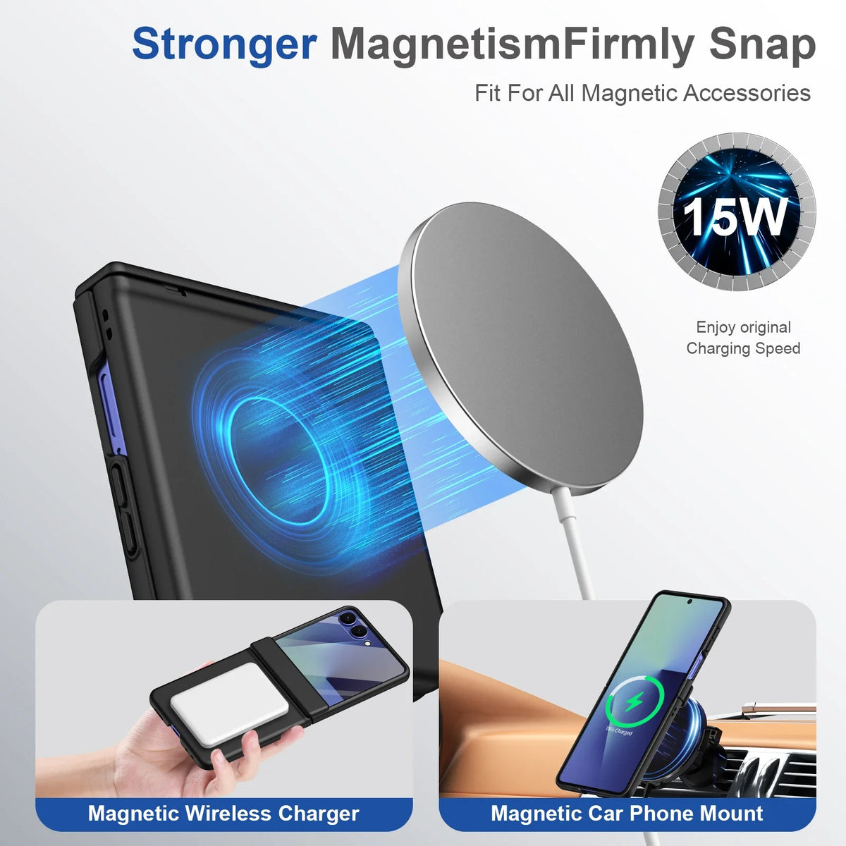 Hinge Protective Magnetic for Samsung Z Flip 8 7 FE 6 5 4 3 with Tempered Protective Film Phone Case for Samsung Galaxy Z Flip 8
