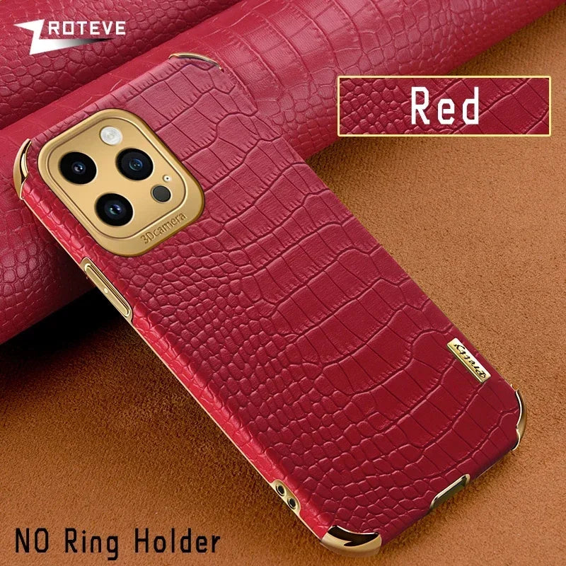 For iPhone16 Pro Zroteve Crocodile Leather Ring Holder Soft Cover For iPhone 16 15 14 13 12 11 Pro Max SE 2 3 iPhone15 Plus Case