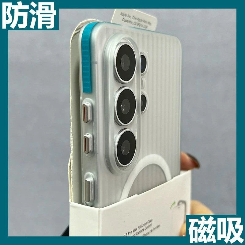 For Samsung Galaxy S26 Ultra S26+ 5G Case Hard Matte Magnetic MagSafe Luggage Stripe Slim Cover For Galaxy S26 Plus Shell Bumper