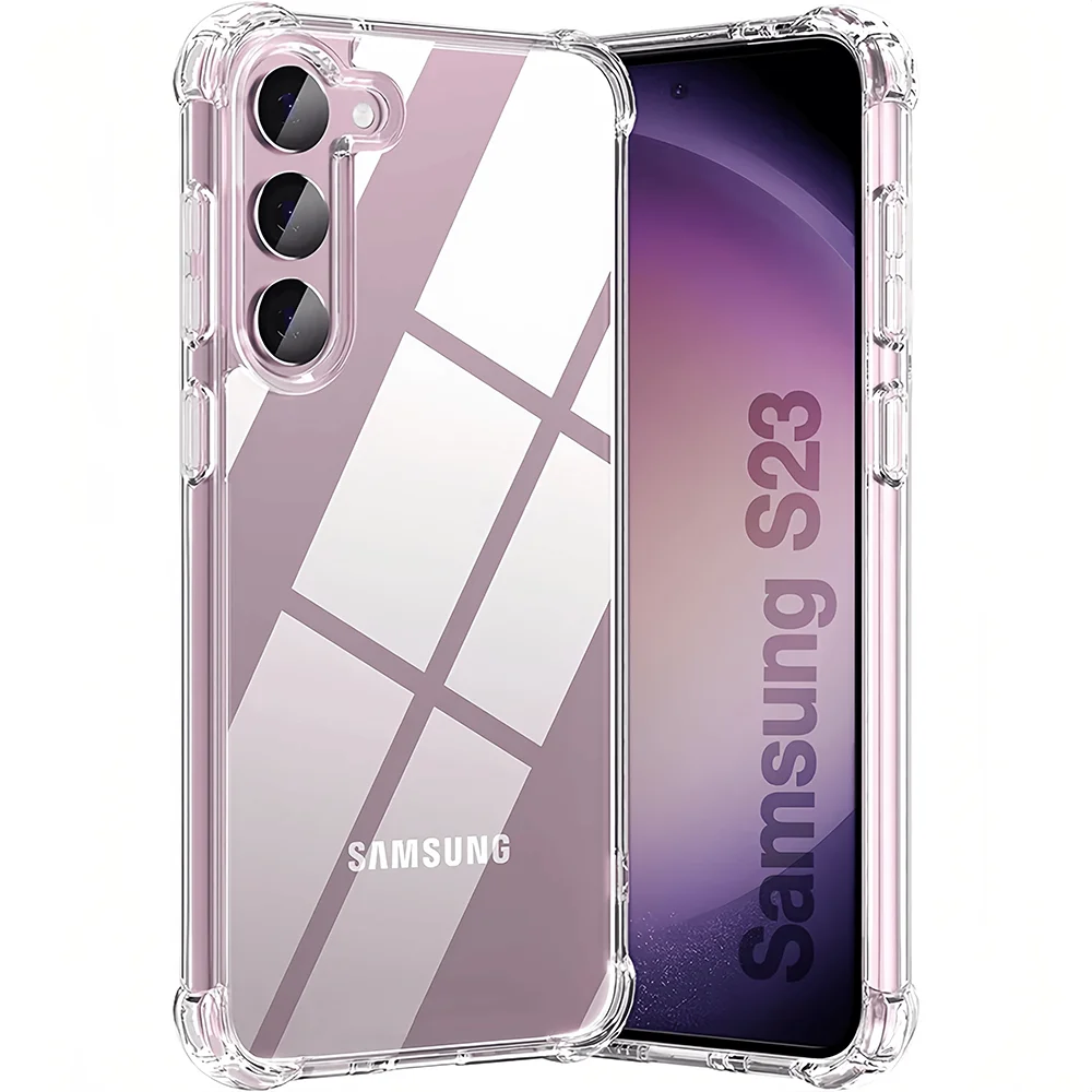 Shockproof Silicone Soft Phone Case For Samsung Galaxy S25 S24 S23 S22 Ultra S21 Plus S20 FE S25 Edge S10 S9 S8 Plus Clear Case