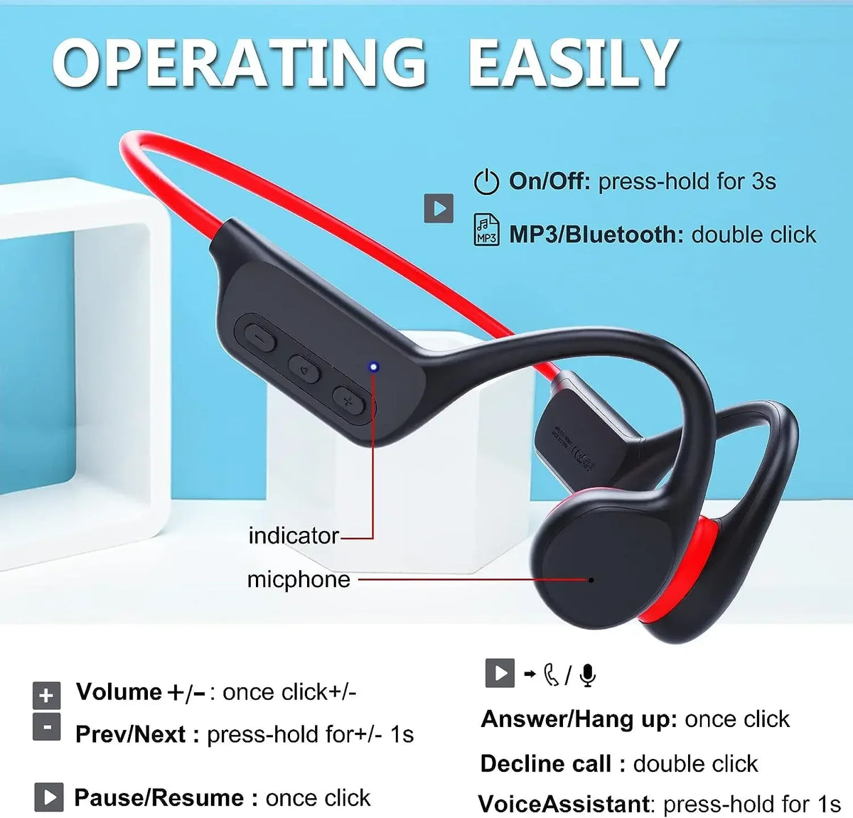 for Shokz Bone Conduction Bluetooth Headphones 32G Memory Sports for Run Waterproof Swimming Headsets for AfterShokz OpenSwim