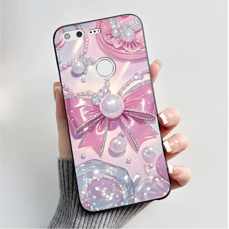 For Google Pixel XL Case Luxury Fashion Butterfly Flowers Black Soft TPU Silicone Back Cover For Google Pixel 1 1XL Phone Cases