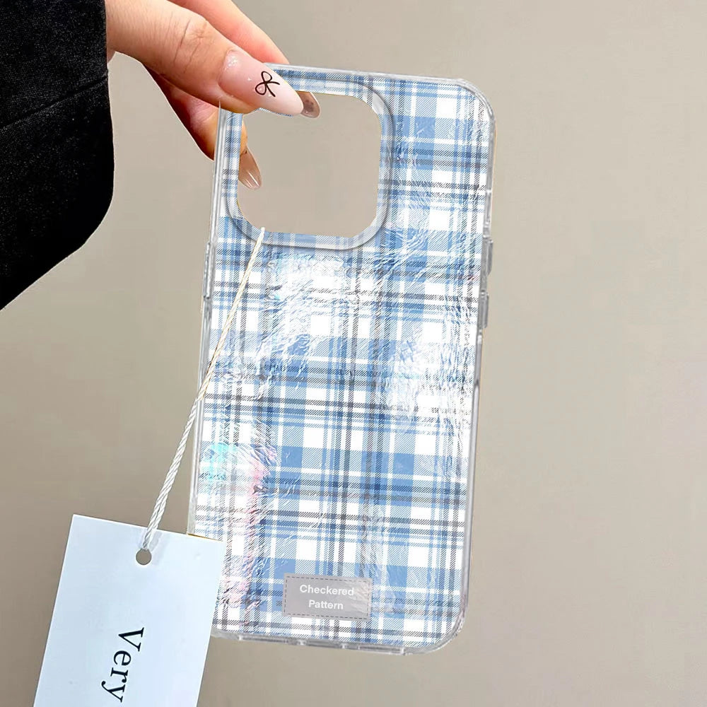 ﻿Winter Brown Lattice Grid Pattern Women Gilrs Phone Case for Samsung Galaxy S25 S24 S23 S22 S21 S20 FE Plus Ultra Shell Cover