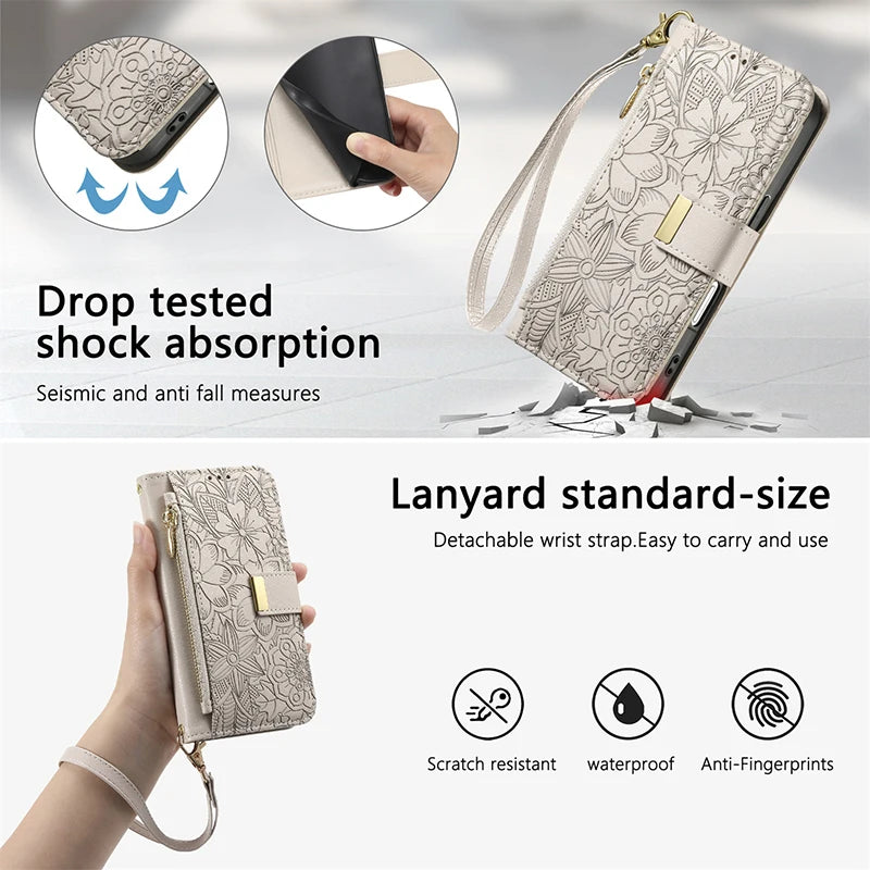For Samsung Galaxy S26 S25 Ultra S24 S23 FE S22 Ultra Plus A05 A25 A57 A55 A56 A37 Leather Case Crossbody Card Wallet Flip Cover