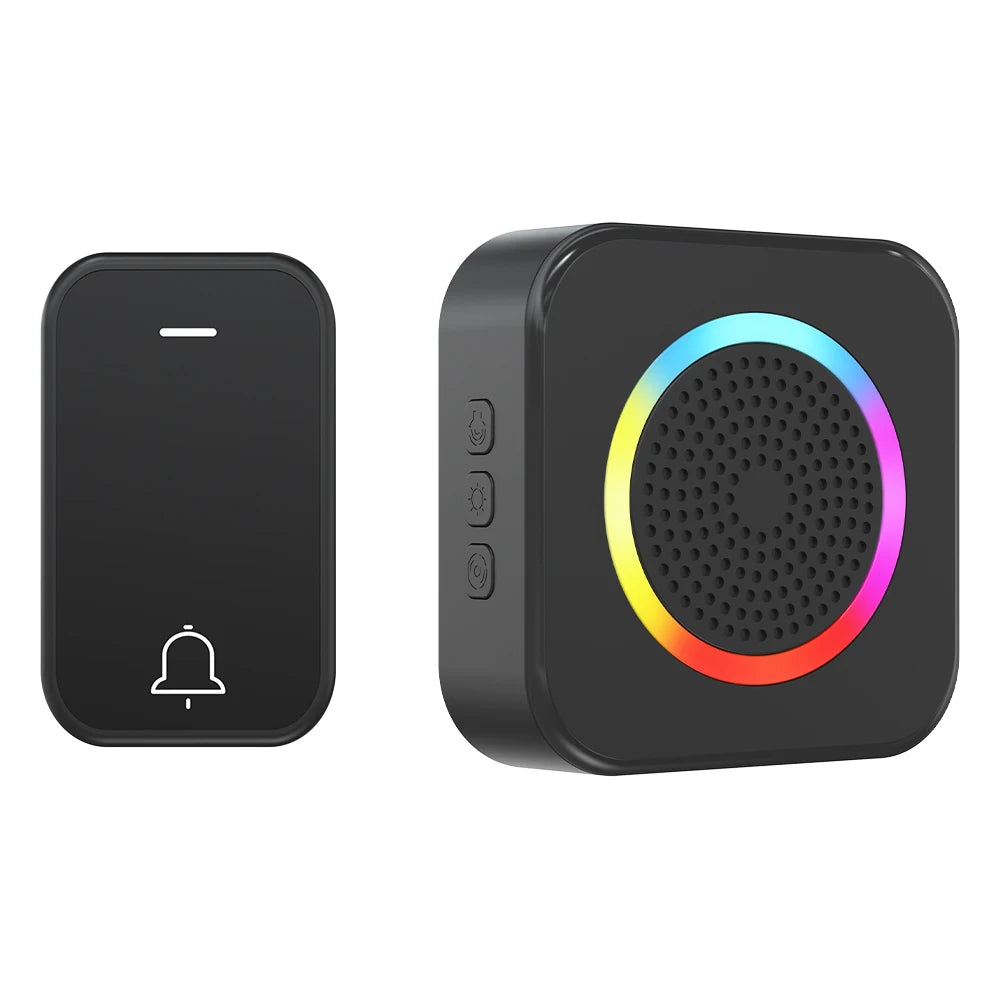 LUNZO Self Powered Wireless Doorbell 2026 350M Long Range Colorful Light No Battery IP44 Waterproof Smart Door Bell Chime
