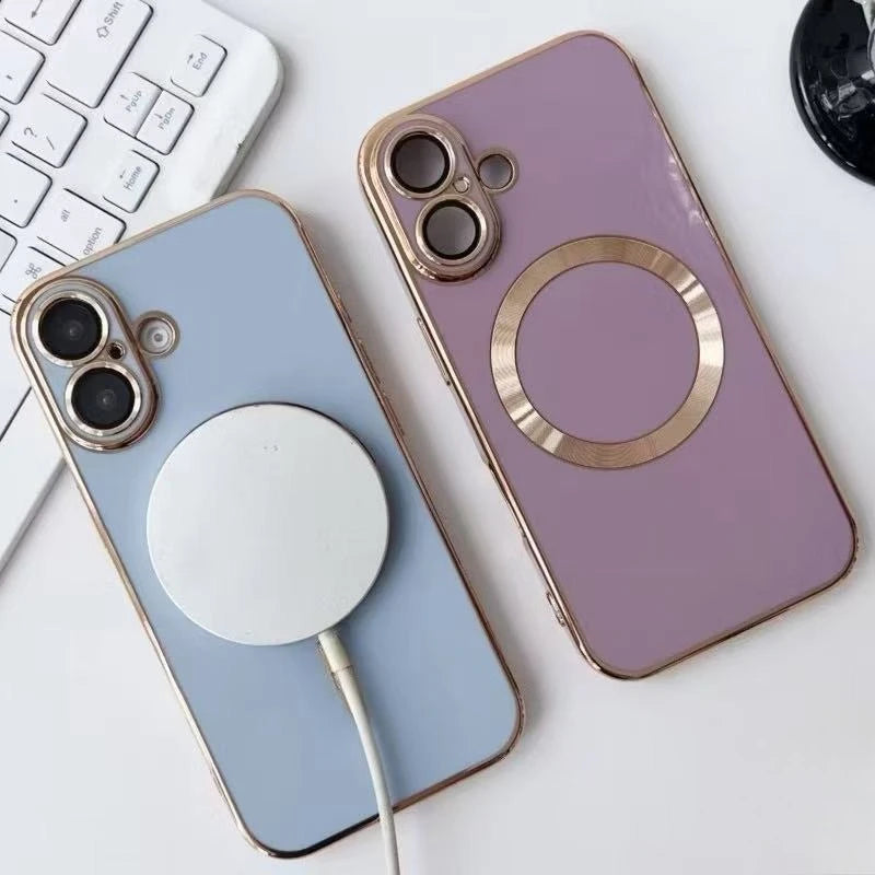 Luxury Plating For Magsafe Magnetic Phone Case For Samsung Galaxy S26 Ultra S25 Edge S24 S23 S22 S21 S20 FE S10 Plus Soft Cover