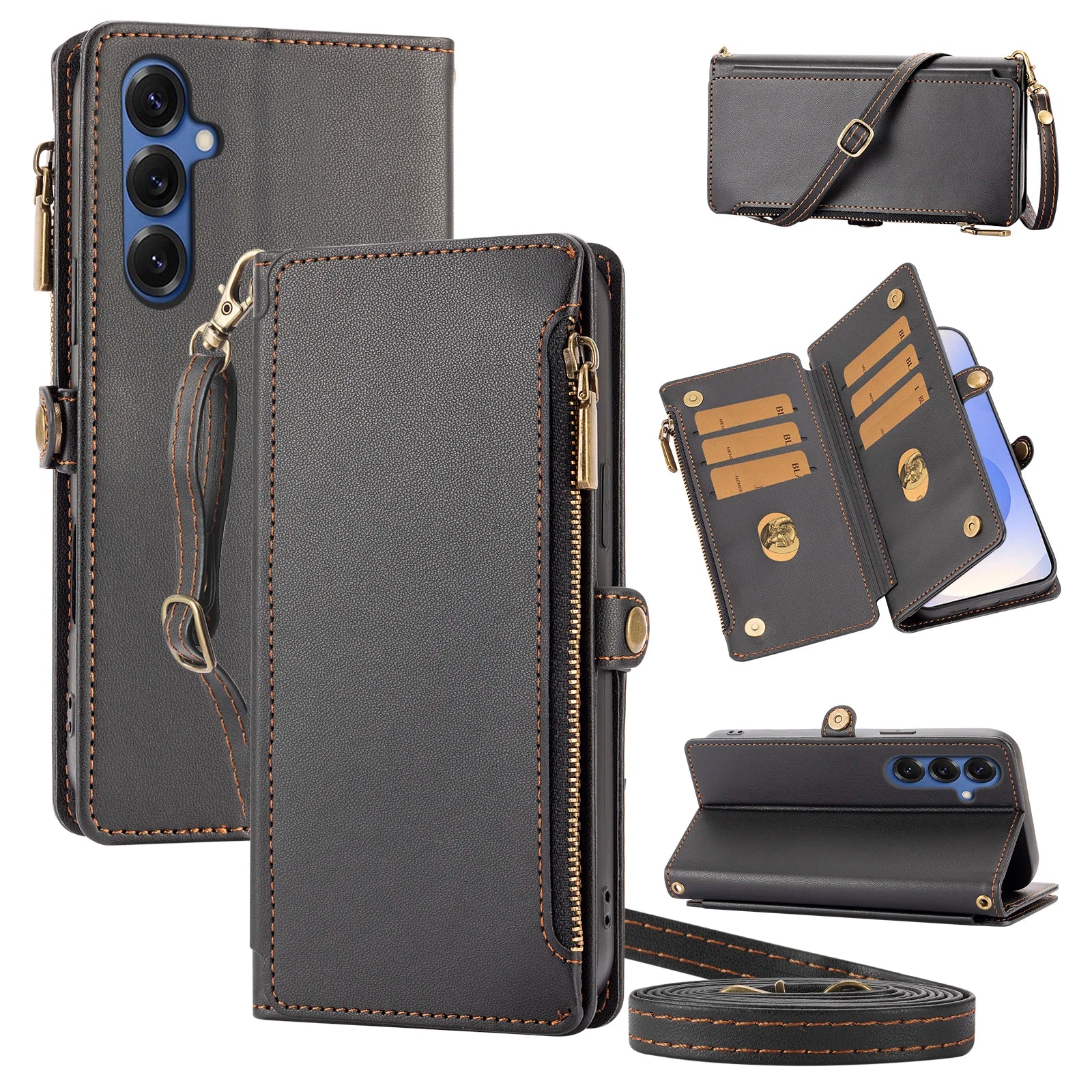 For Galaxy Galaxy S25 Ultra S24/S23/S22/S21/S20/S10/S9 Mobile Phone Case Flip Wallet Style with Multiple Card Slots for Coins and Cards Faux Leather Phone Protective Cover
