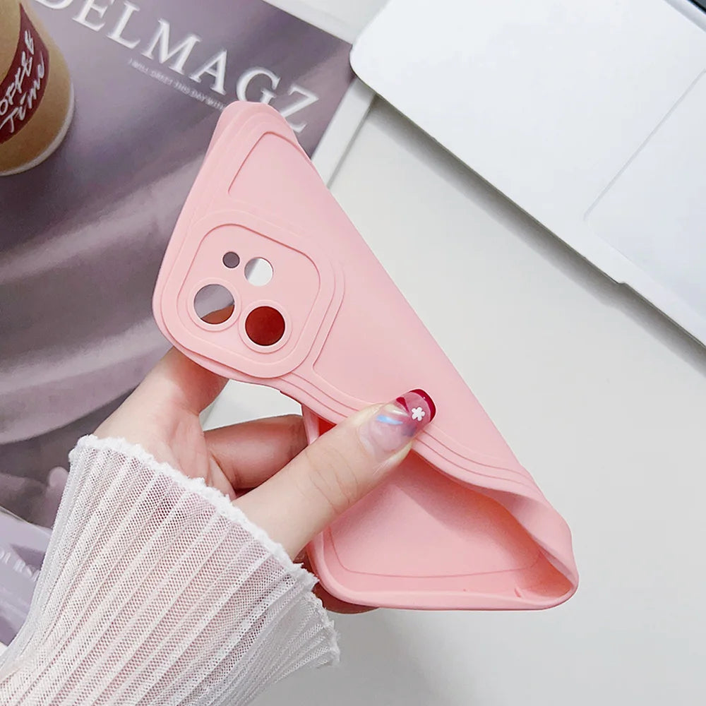Silicone Phone Case For iPhone 11 6s 16 Plus 13 15 14 Pro Max 12 XR Wave Shockproof Soft Love Heart Cover Funda