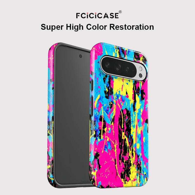 Fcicicase For Pixel 10 Pro XL Colorful Art Painting Phone Case For Google Pixel 10A 9 Pro 10 8 8A 7A 2 in 1 PC+TPU Matte Cover