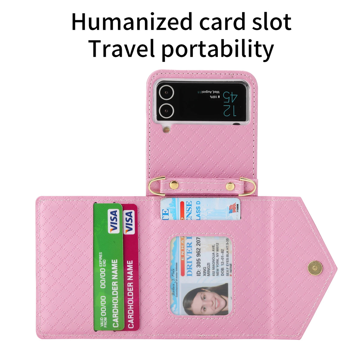 Zipper Leather Case For Samsung Galaxy Z Flip 8 7 FE 6 5 4 3 Flip8 Card Holder Wrist Strap Handbag Magnetic Folio Wallet Cover