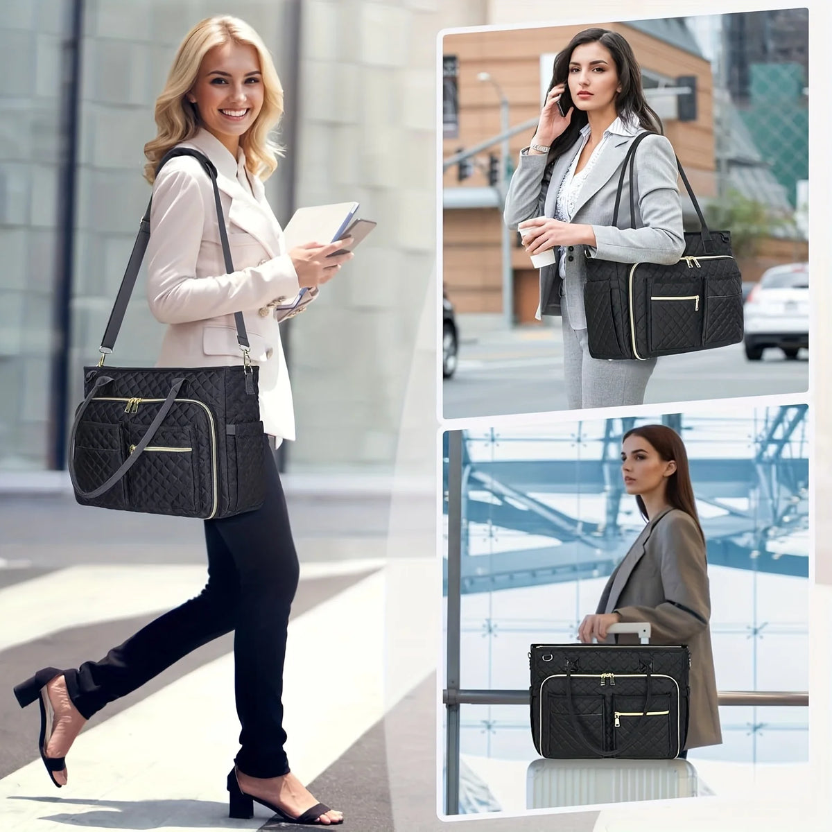 Spacious Business Commuter Laptop Bag with Accordion File Pocket and Gift Scrapbook Holder for Teachers and Professionals