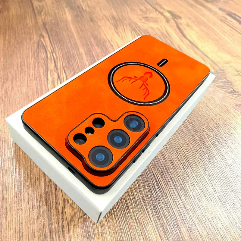 PU Leather Case For Magsafe Wireless Charge For Samsung Galaxy S26 S25 S24 S23 S22 S21 Ultra Plus FE Note 20 S 26 S25FE Cover