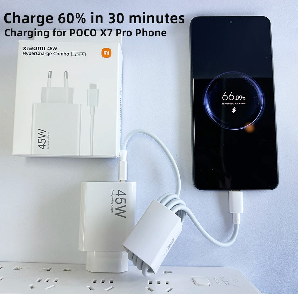Oirginal XIAOMI 45W Charger Type C Turbo Charge Fast Charging Adapter Redmi Note 15 14 13 12 11 X Pro 10t Poco M7 X7 K40 Pad 6