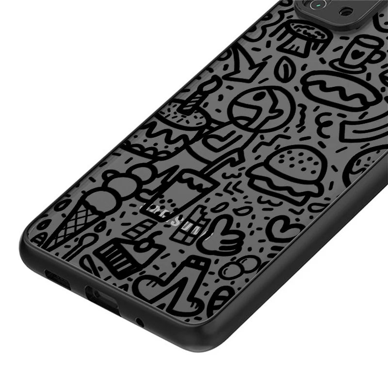Black Graffiti Case for Samsung Galaxy S26 S21 S25 Ultra S23 FE S24 Plus Note 20 Ultra 10+ S20 FE S22 Funda Back Phone Cover