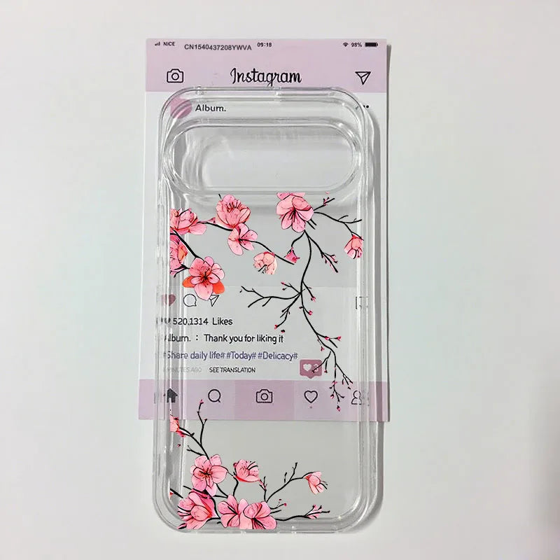 Plum Blossom Flower Phone Case For Google Pixel 10 8 Pro 9 Pro XL 6 7 7A 8A 5G Cute Floral Pattern Clear Soft TPU Cover Fundas