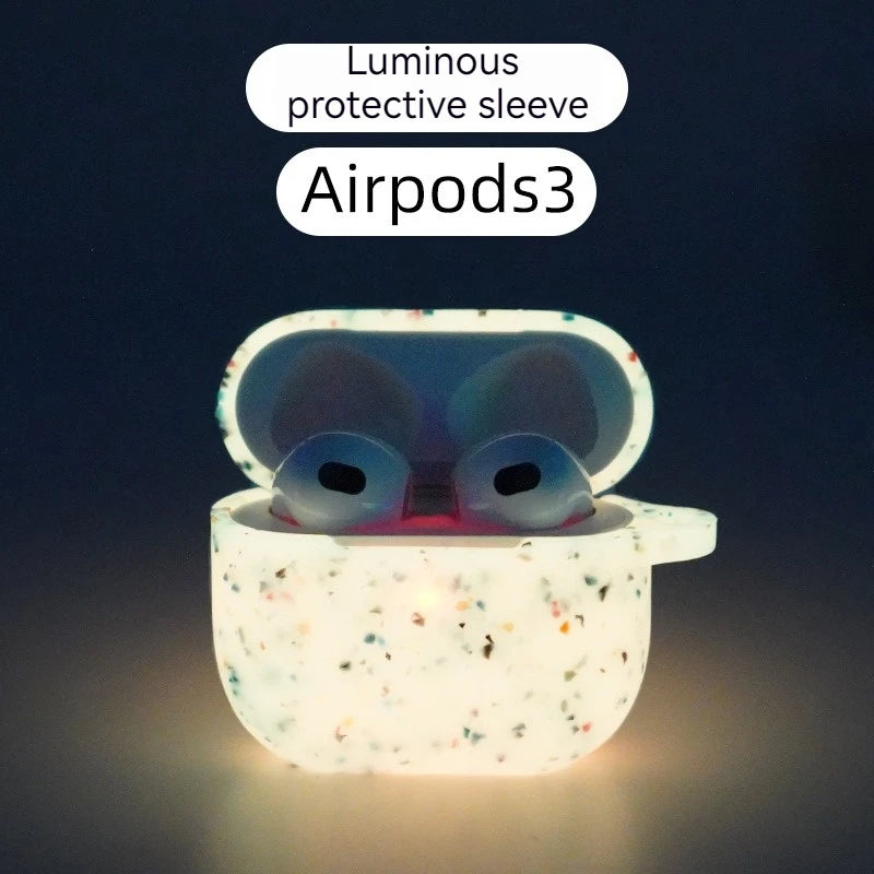 Luminous Silicone Soft Headphone Case with Keychain Compatible with AirPods 3/2/1 pro 2 AirPods Pro2 Third-party Protective Cove