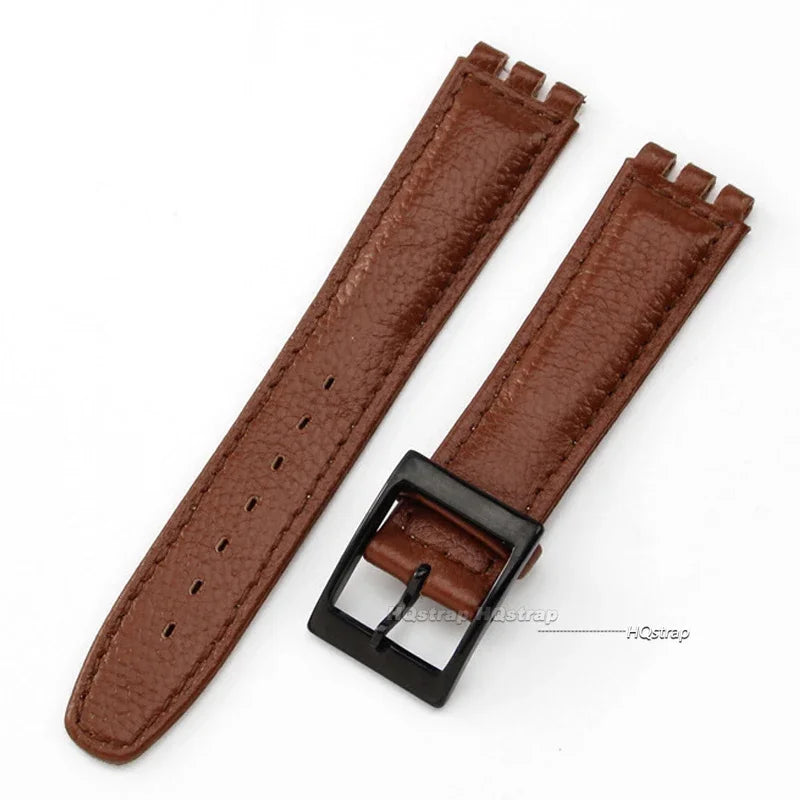 Watch Strap for Swatch 17mm Genuine Cowhide Leather Bracelet Men Women Waterproof Sport Replacement Watchband Belt Accessories