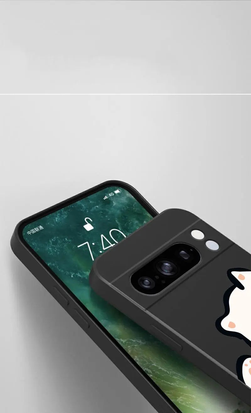 Pixel 8Pro Fluffy Kitten Bracelet Silicone Phone Case For Google Pixel 8Pro 3XL 3A 4 4A 8 8A 5 7 7A 9 9Pro 9ProXL 6A Cover