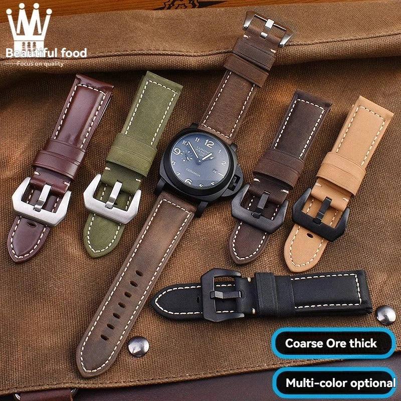 For Panerai Fossil SEIKO TISSOT Watchband Genuine Leather Bracelet male Frosted cowhide Strap Watch band 22 24mm 26m Accessories