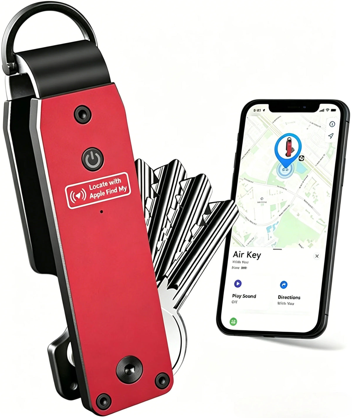 Air Keychain Car Key Chains with GPS Tracker Key Finder Built-in Airtag Chips Works with Apple Find My iOS Only Key Organizer