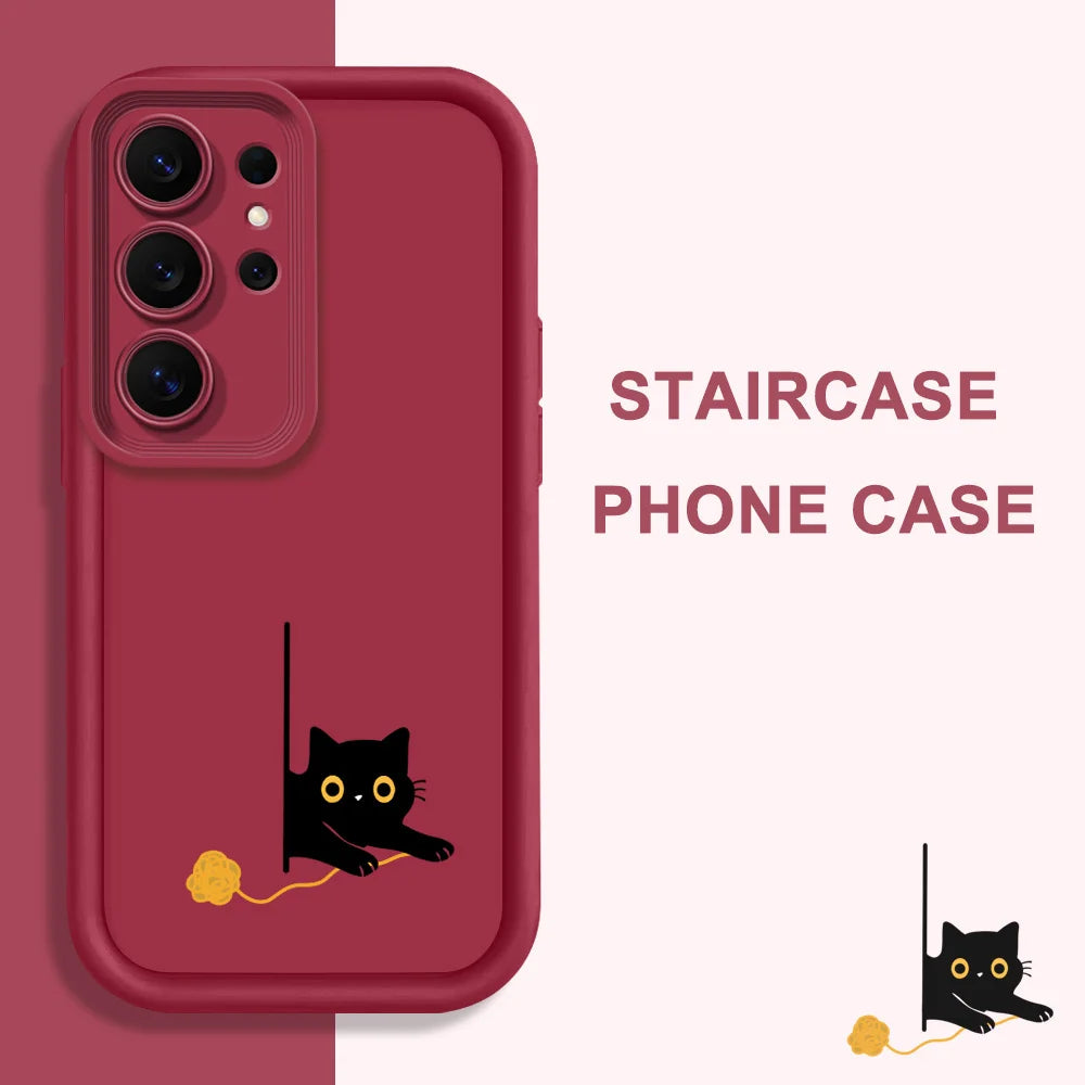 Panicked Cats Phone Case For Samsung Galaxy S26 S25 S24 S23 S22 S21 S20 FE Plus Ultra 5G Staircase Soft Cover