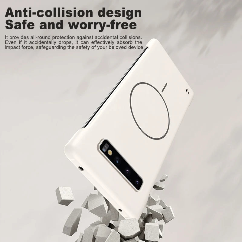 for Magsafe Bezel-less Phone Case for Samsung S10 Plus S20+ S21 FE S22 S23 Note 20 Ultra Thin Frameless Hard PC Magnetic Cover