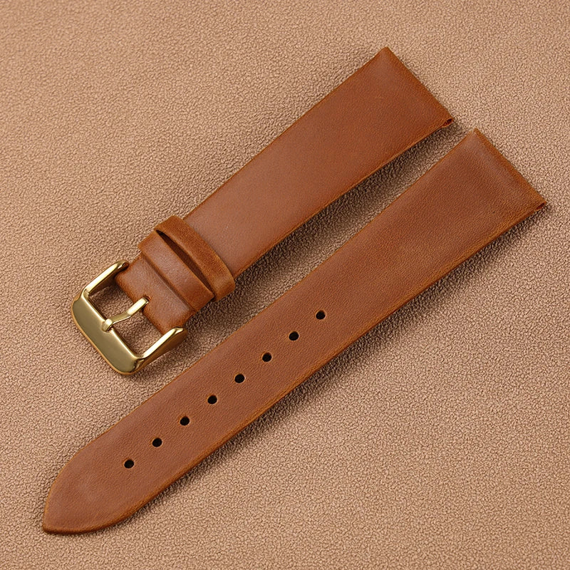 Vintage Handmade Genuine Leather Watchband 18 20 22MM Old Brown Black Soft Men's Watch Strap